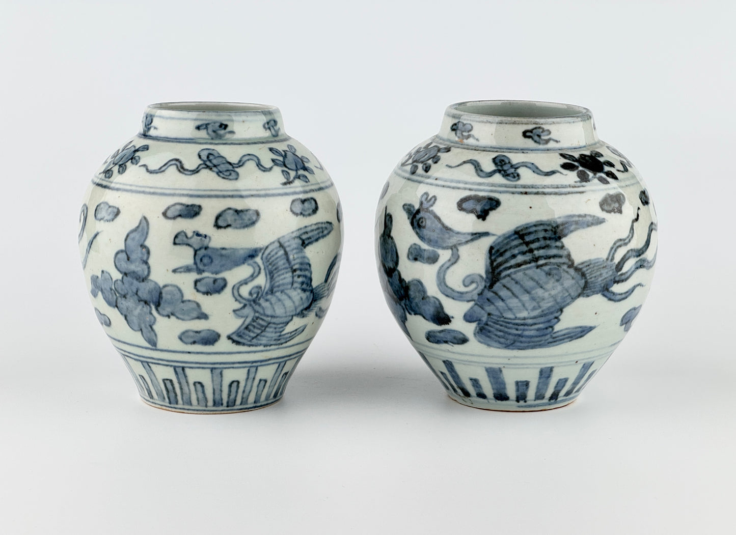 Blue and White Jars with Phoenix amid Clouds, Mid-Late Ming Dynasty