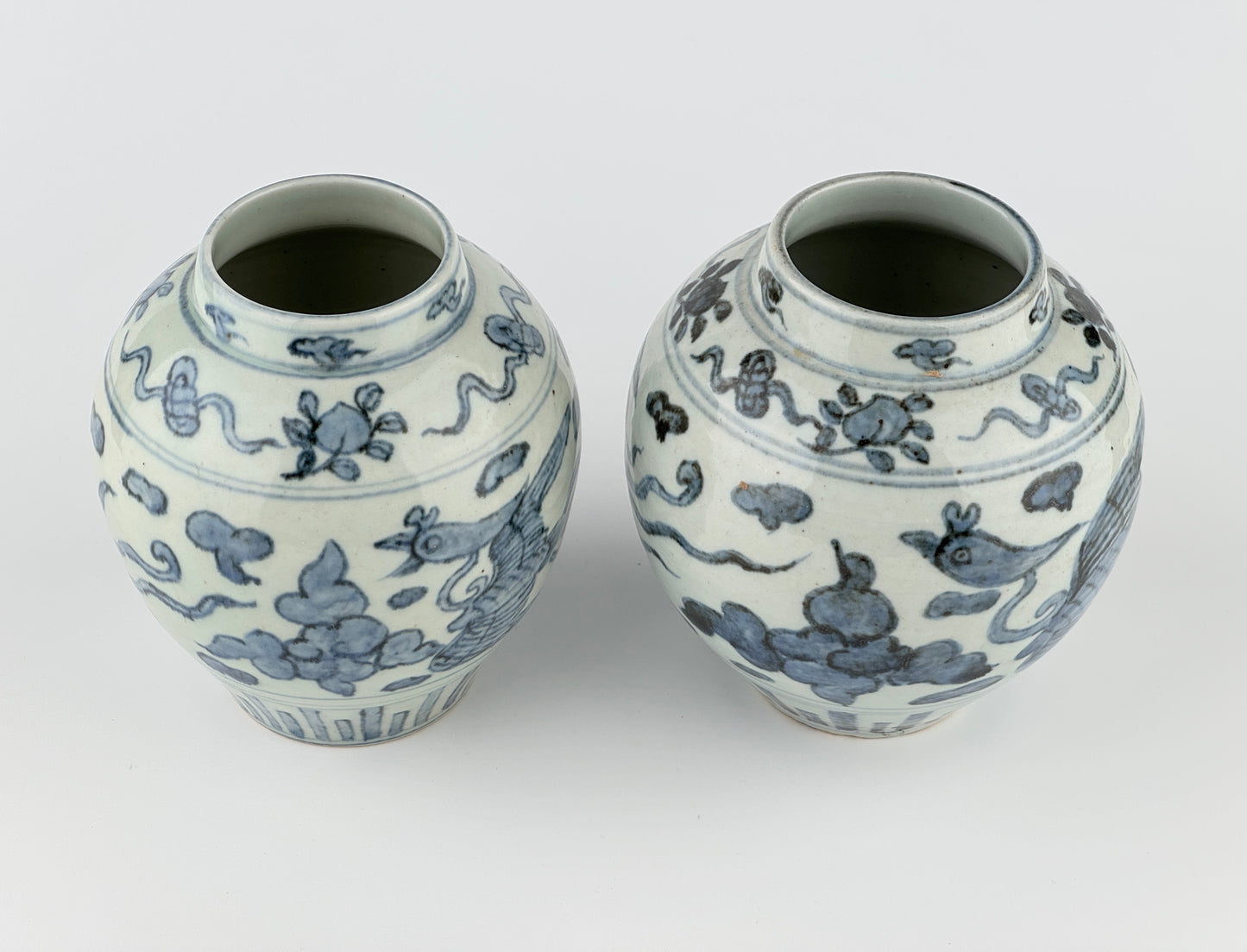 Blue and White Jars with Phoenix amid Clouds, Mid-Late Ming Dynasty