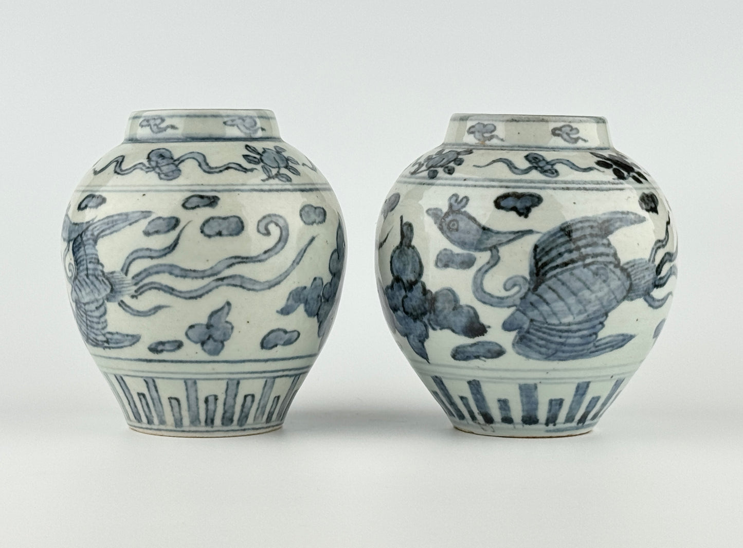Blue and White Jars with Phoenix amid Clouds, Mid-Late Ming Dynasty