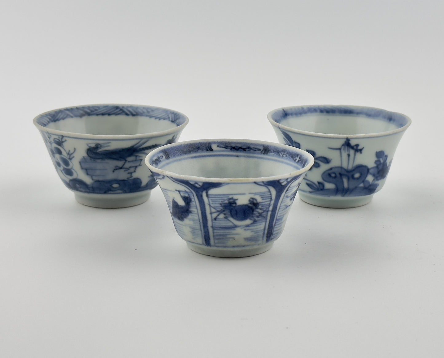 Three Ca Mau Ship Teabowl Set Circa 1725, Qing Dynasty, Yongzheng Era