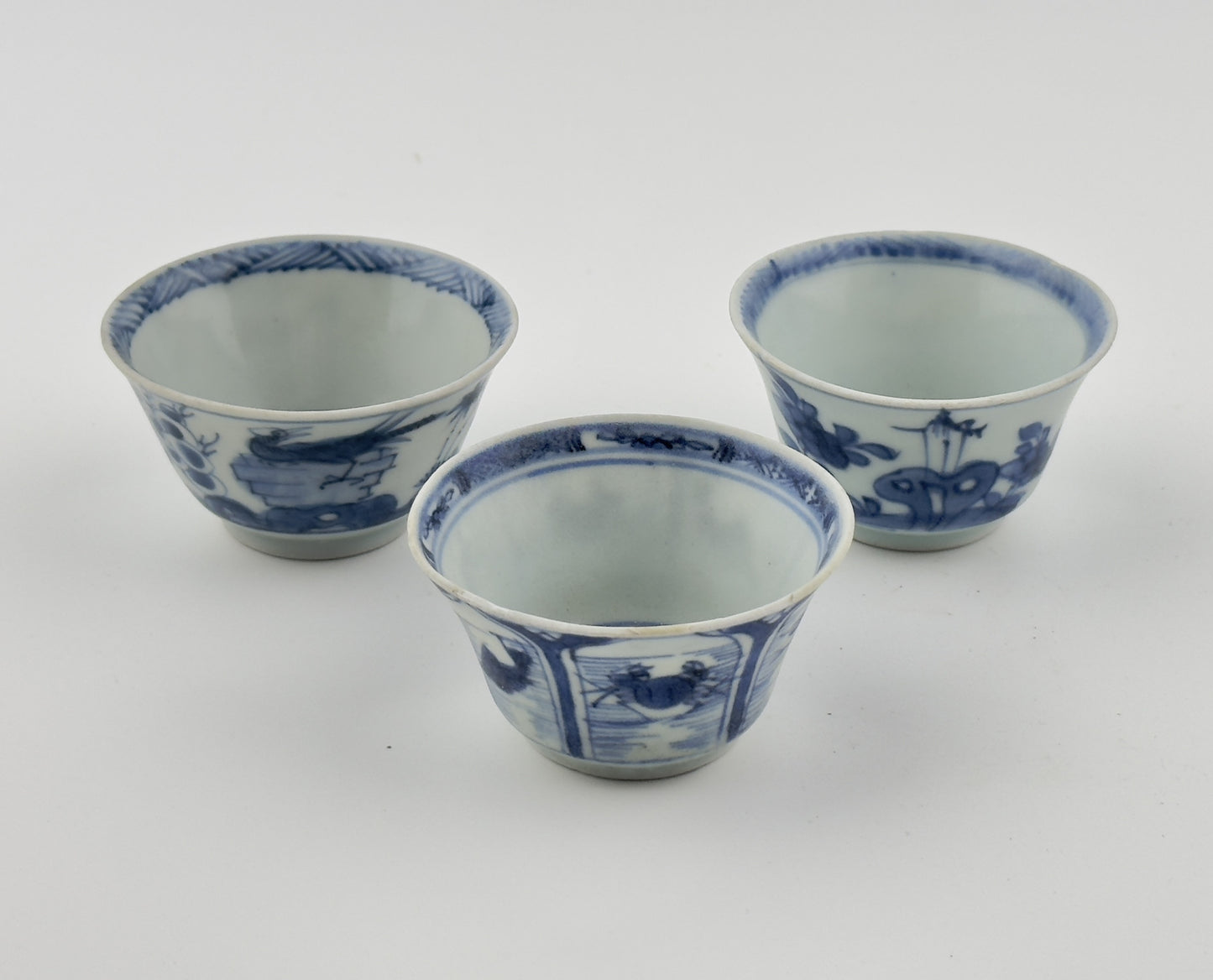 Three Ca Mau Ship Teabowl Set Circa 1725, Qing Dynasty, Yongzheng Era