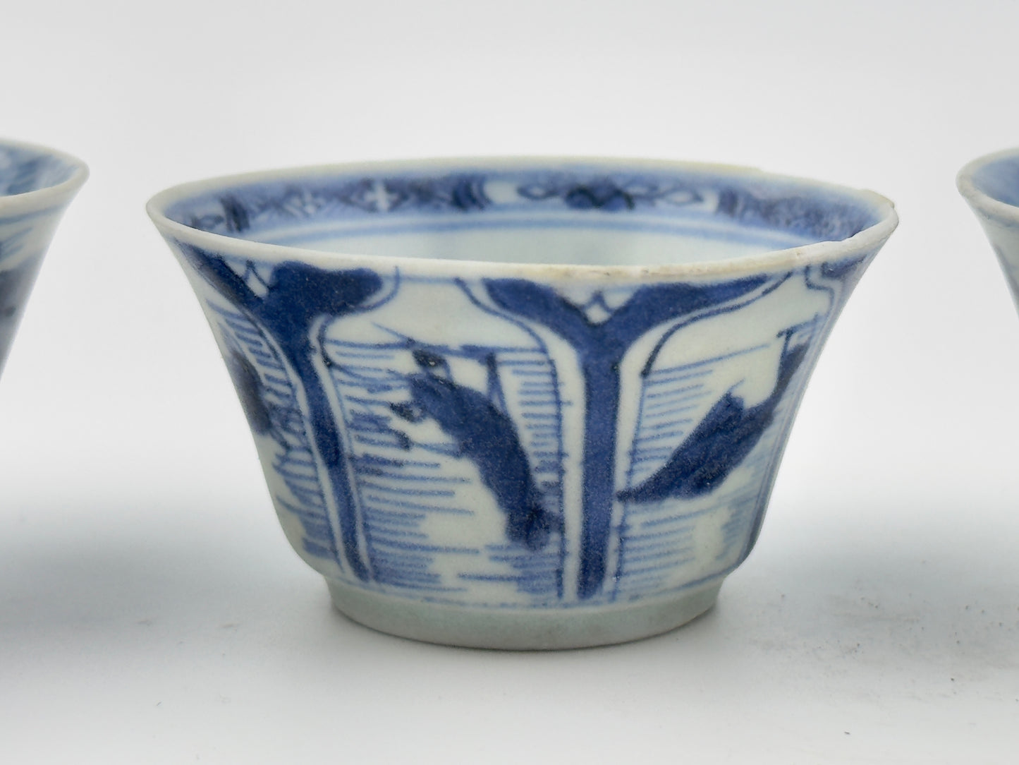 Three Ca Mau Ship Teabowl Set Circa 1725, Qing Dynasty, Yongzheng Era