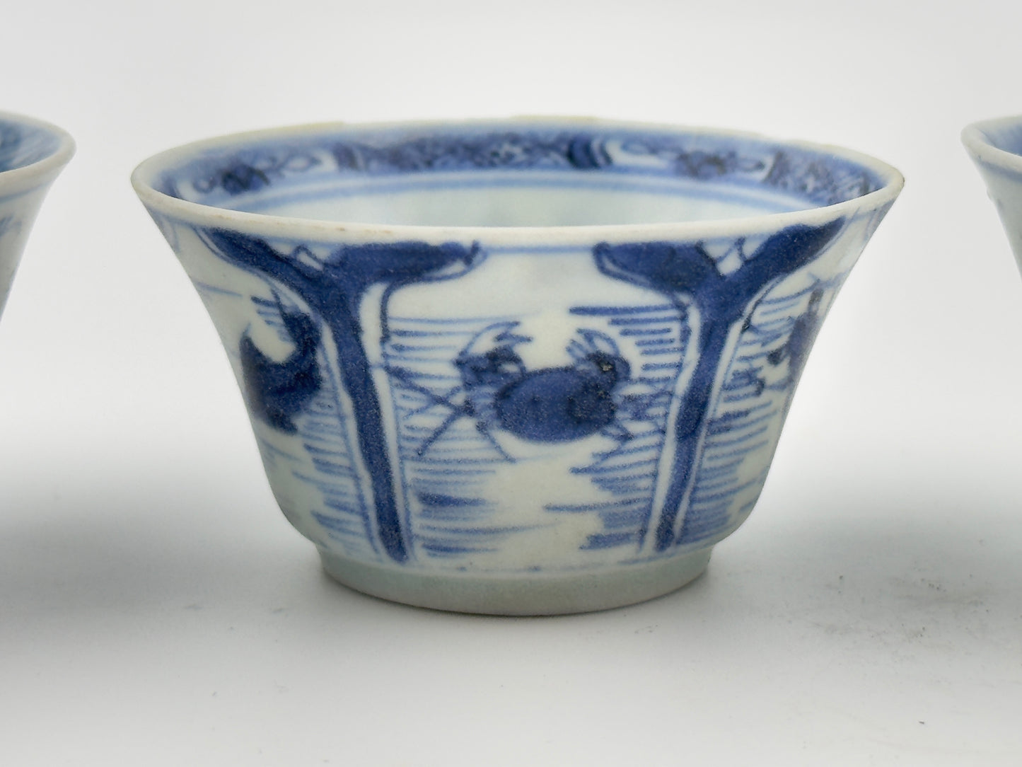 Three Ca Mau Ship Teabowl Set Circa 1725, Qing Dynasty, Yongzheng Era