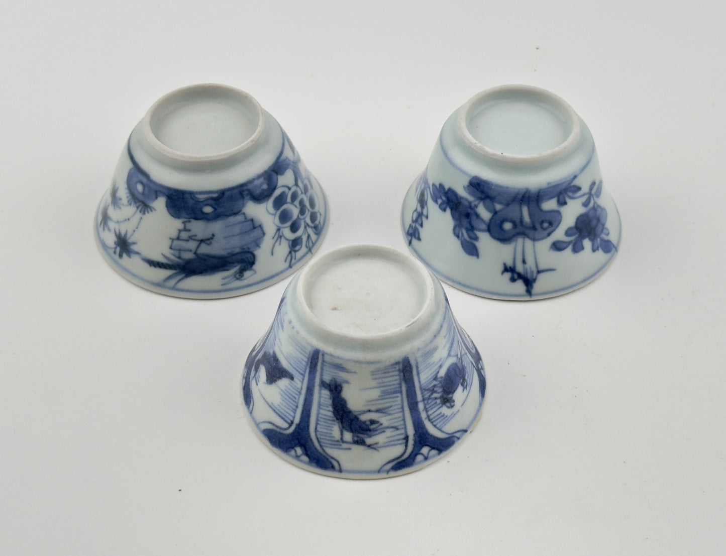 Three Ca Mau Ship Teabowl Set Circa 1725, Qing Dynasty, Yongzheng Era