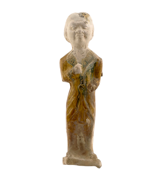 A Sancai-Glazed Pottery Figure of Guardian Mingqi, Tang Dynasty(7-8th century)