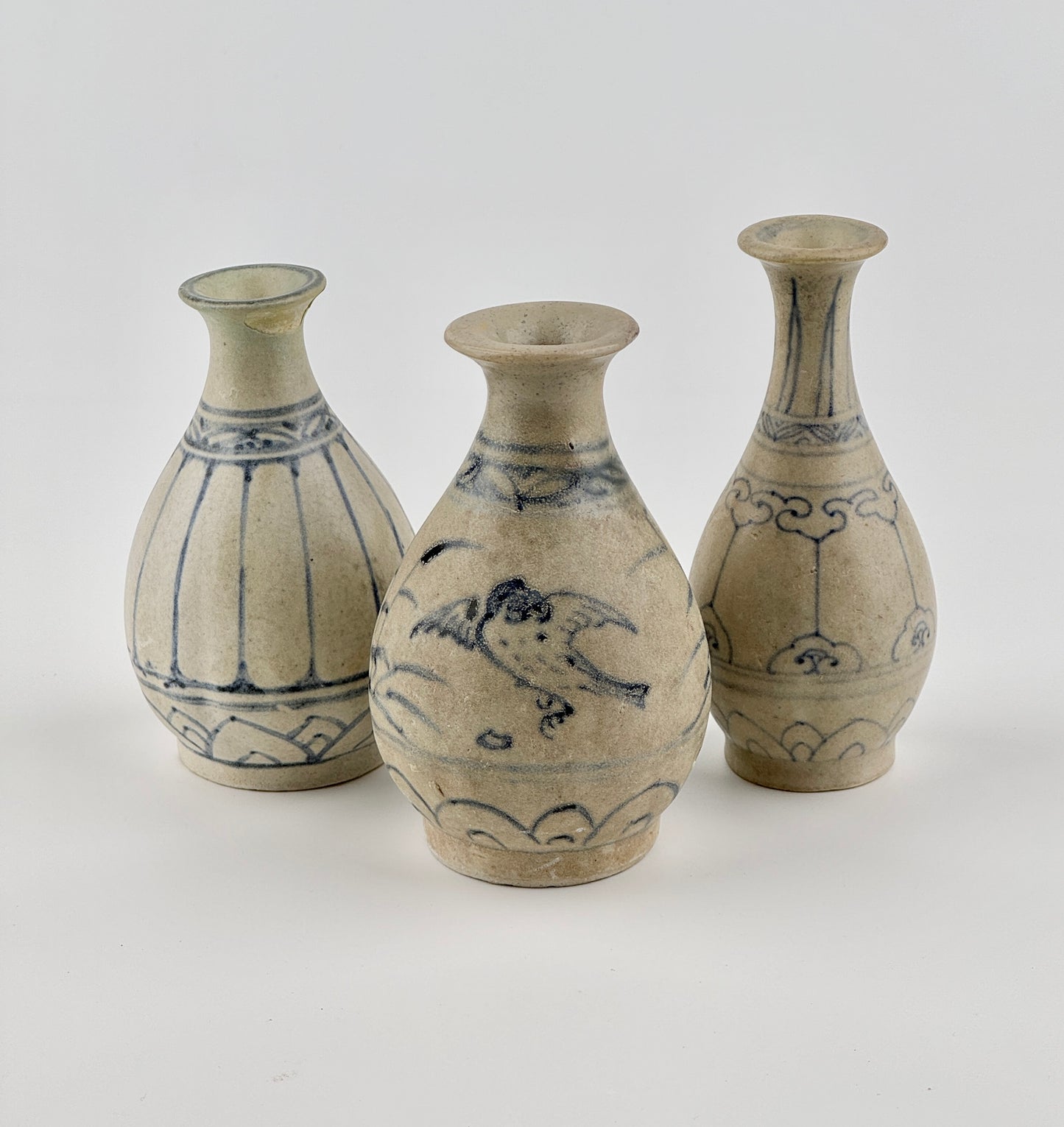 Three Annamese Small Yuhuchunping, 15th century, Le Dynasty