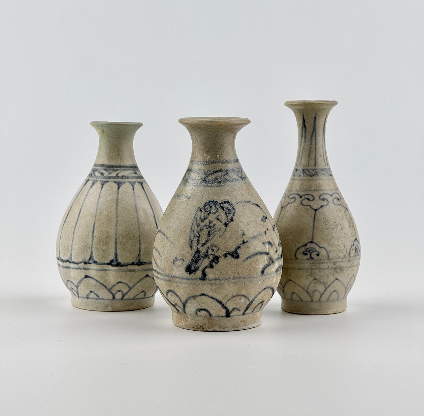 Three Annamese Small Yuhuchunping, 15th century, Le Dynasty