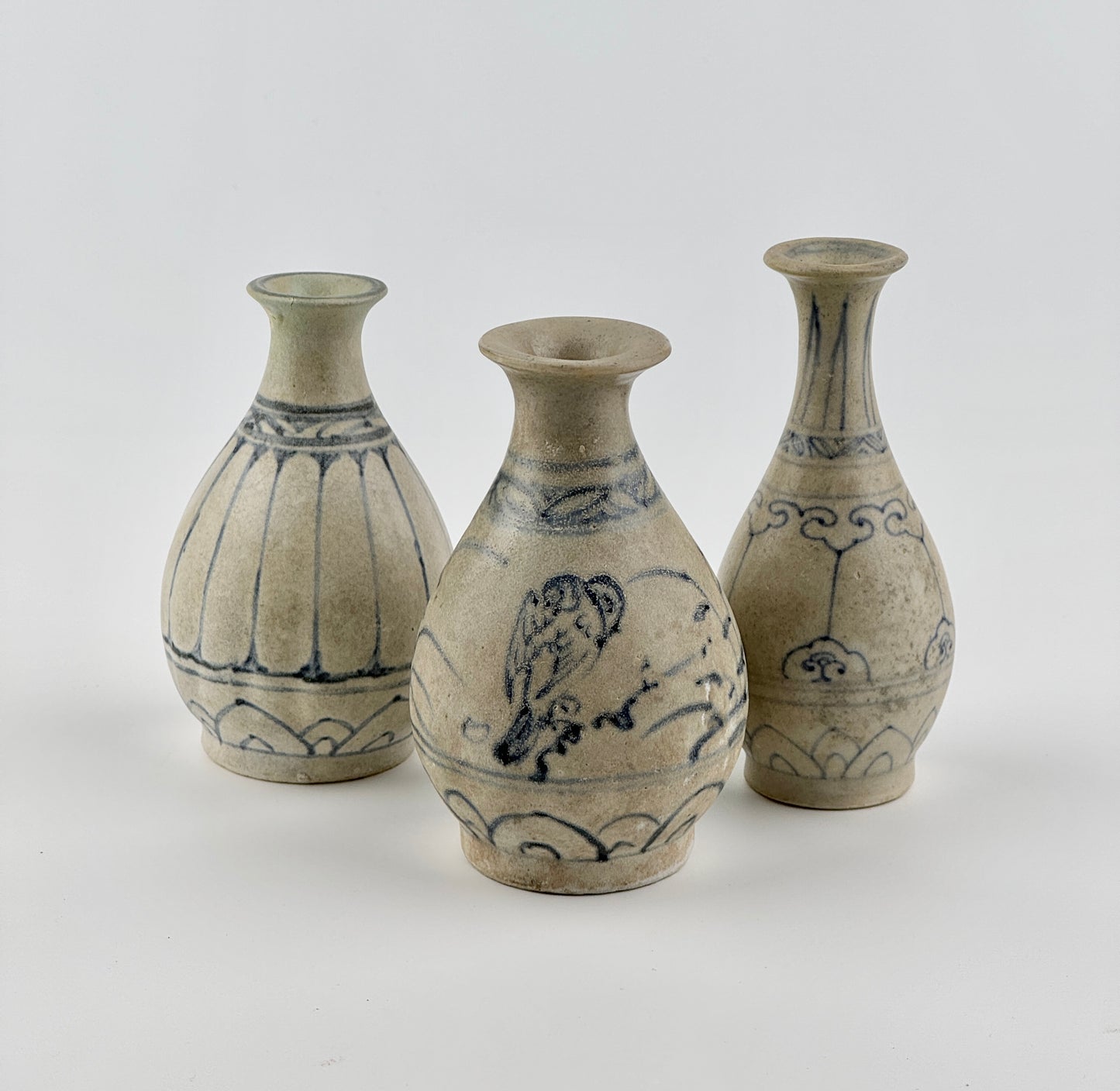 Three Annamese Small Yuhuchunping, 15th century, Le Dynasty