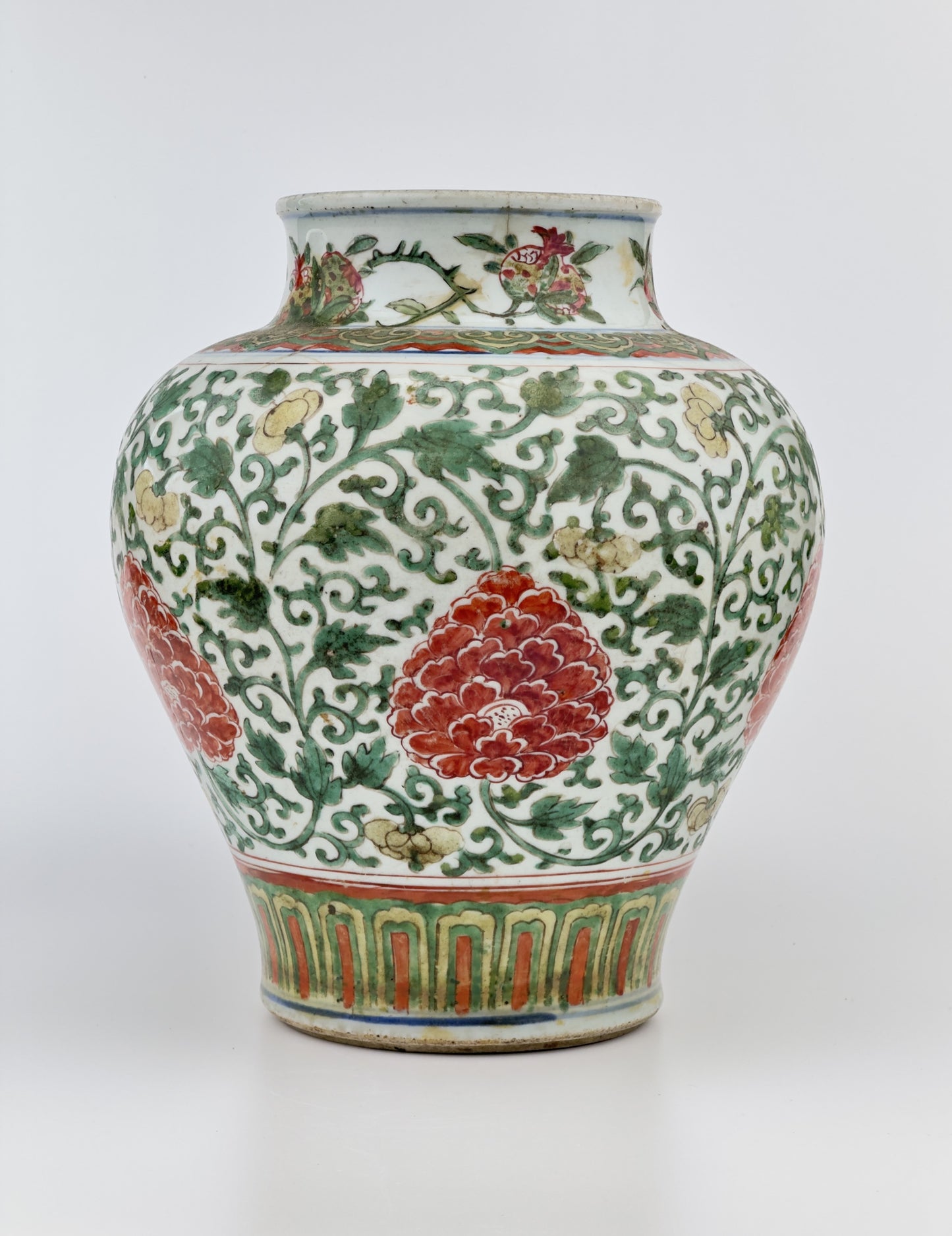 A Wucai 'Peony' Vase Transitional Period, 17th century, Transitional period(Ming Dynasty)