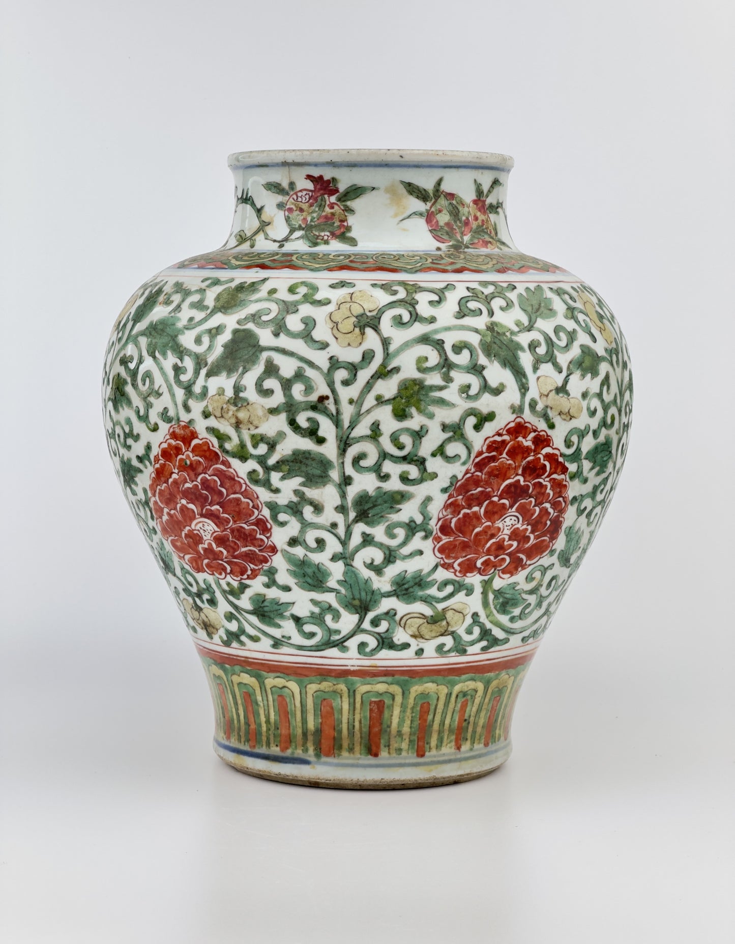 A Wucai 'Peony' Vase Transitional Period, 17th century, Transitional period(Ming Dynasty)