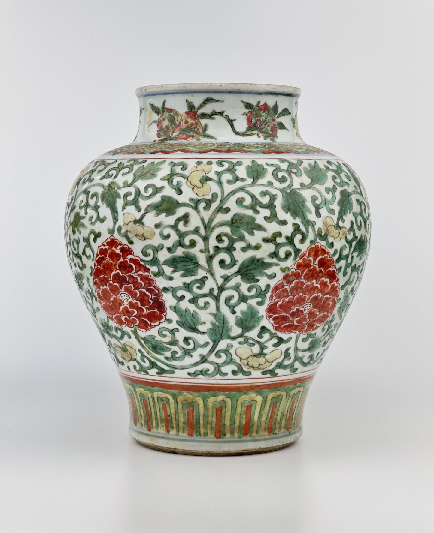 A Wucai 'Peony' Vase Transitional Period, 17th century, Transitional period(Ming Dynasty)