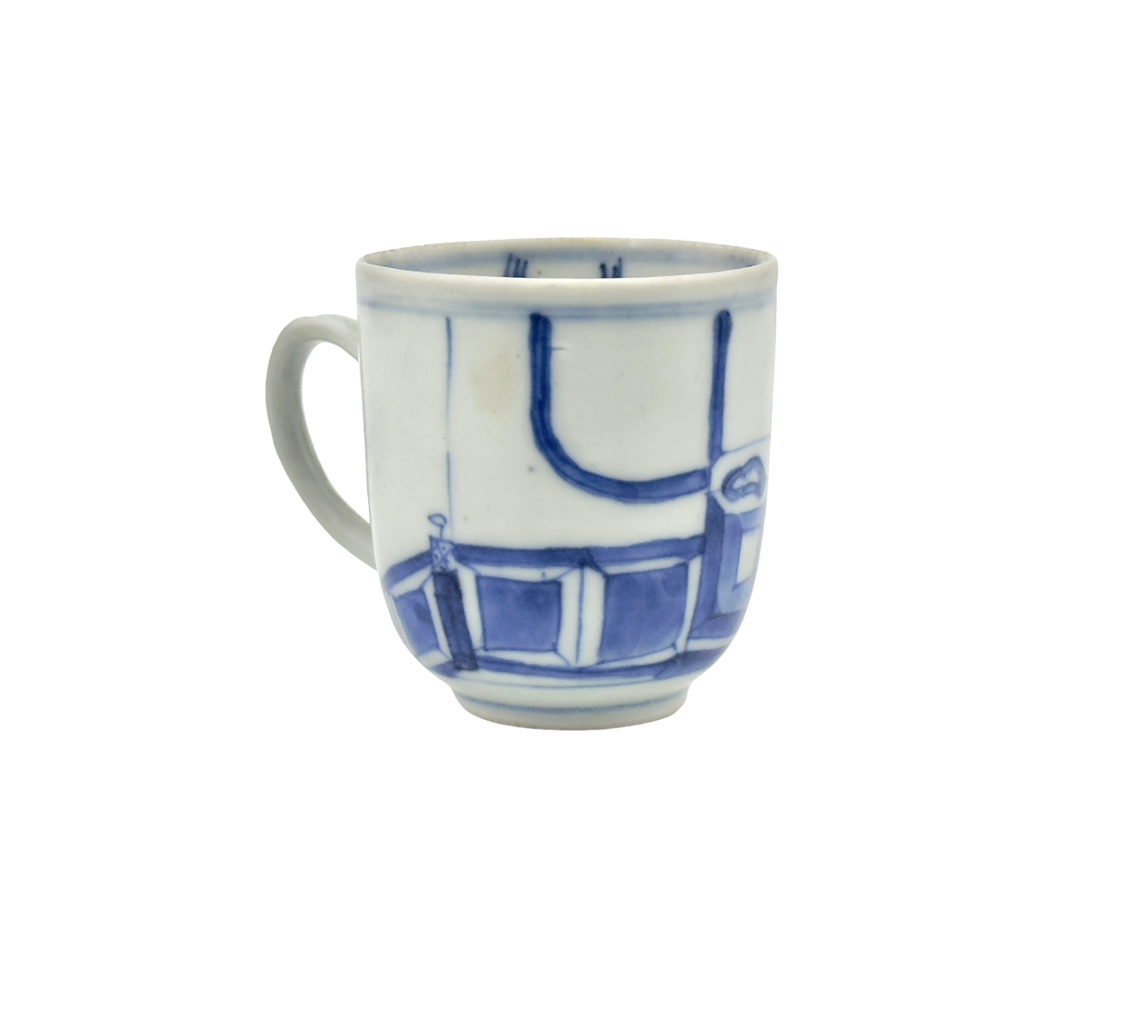 IMARI PAVILION PATTERN BLUE AND WHITE CUP CIRCA 1725, QING DYNASTY, YONGZHENG