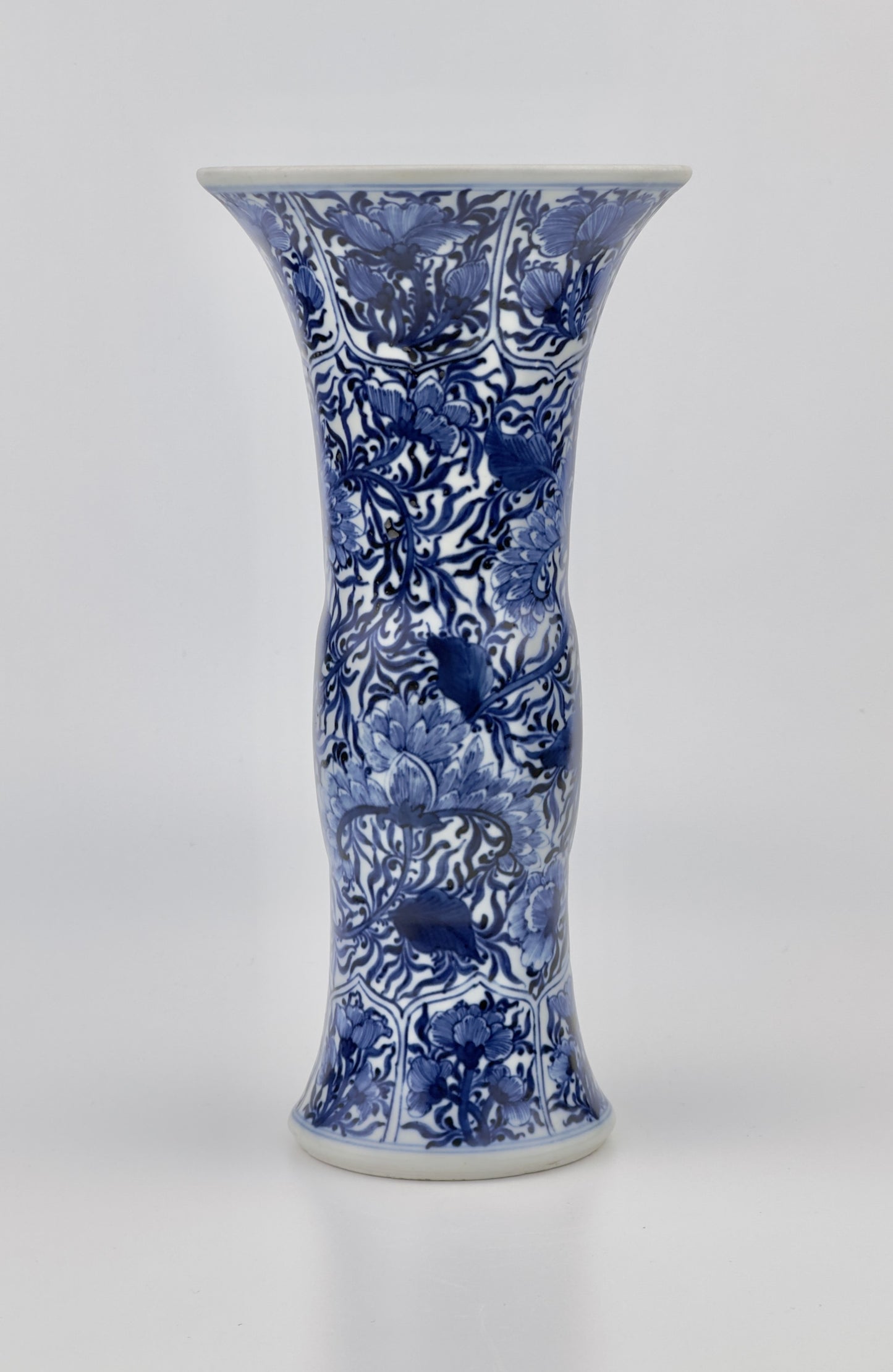 ANCIENT GU BLUE AND WHITE SHAPE VASE, QING DYNASTY, KANGXI ERA, CIRCA 1690