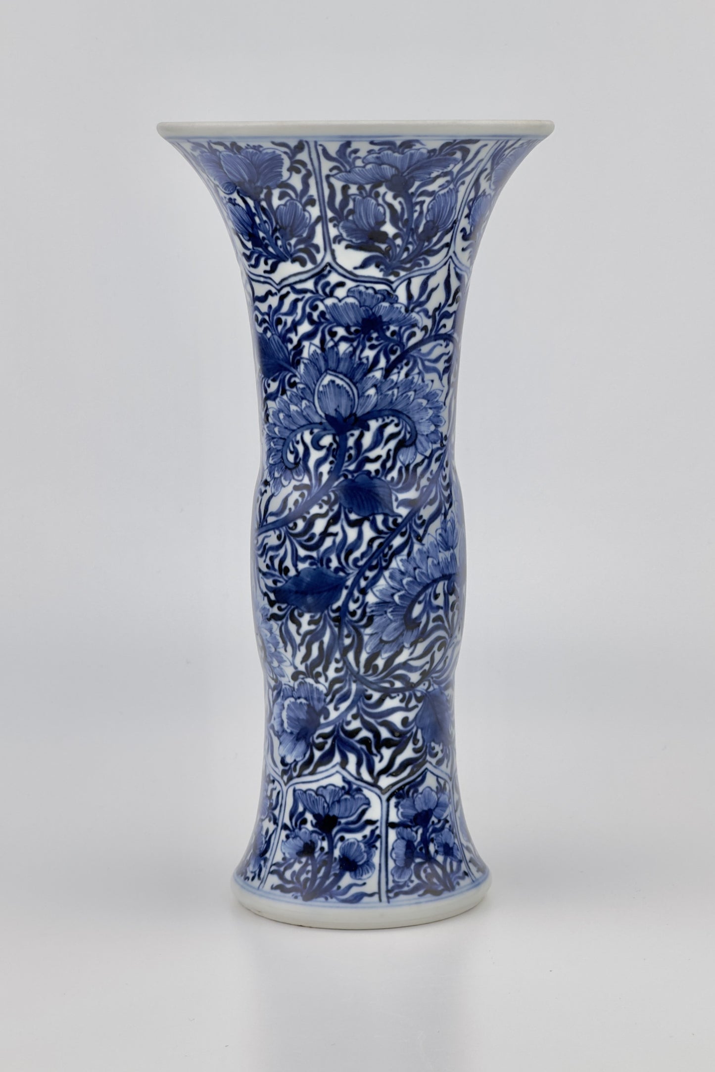 ANCIENT GU BLUE AND WHITE SHAPE VASE, QING DYNASTY, KANGXI ERA, CIRCA 1690