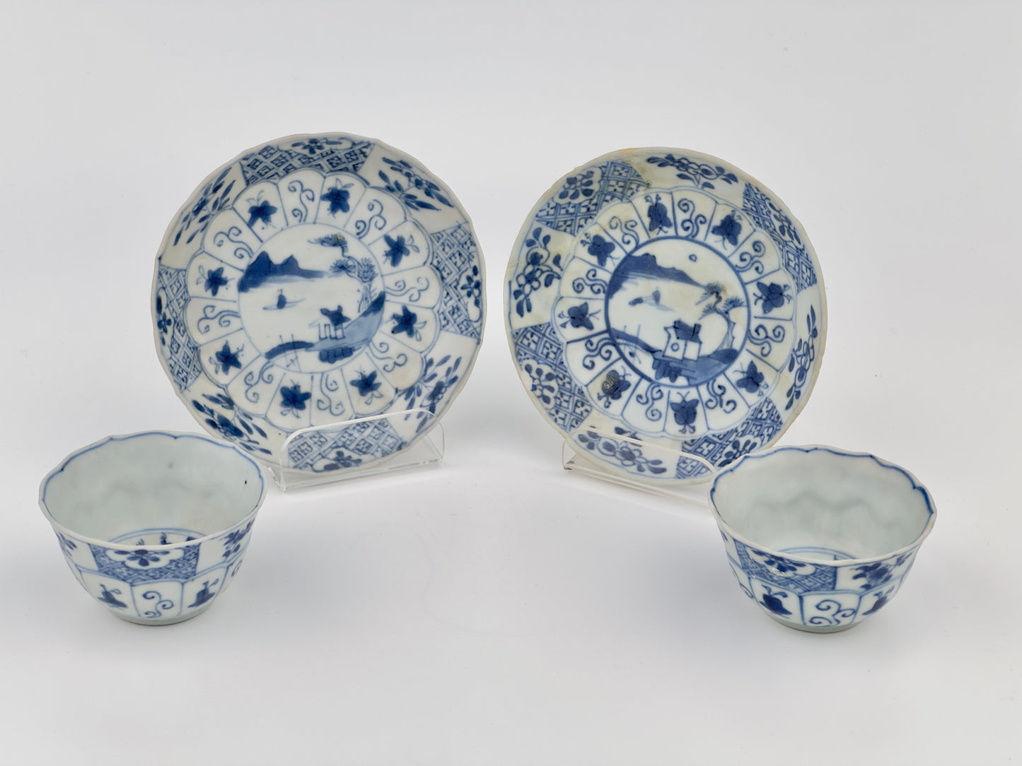 BLUE AND WHITE BOTANICAL PATTERN TEA SET C 1725, QING DYNASTY, YONGZHENG REIGN