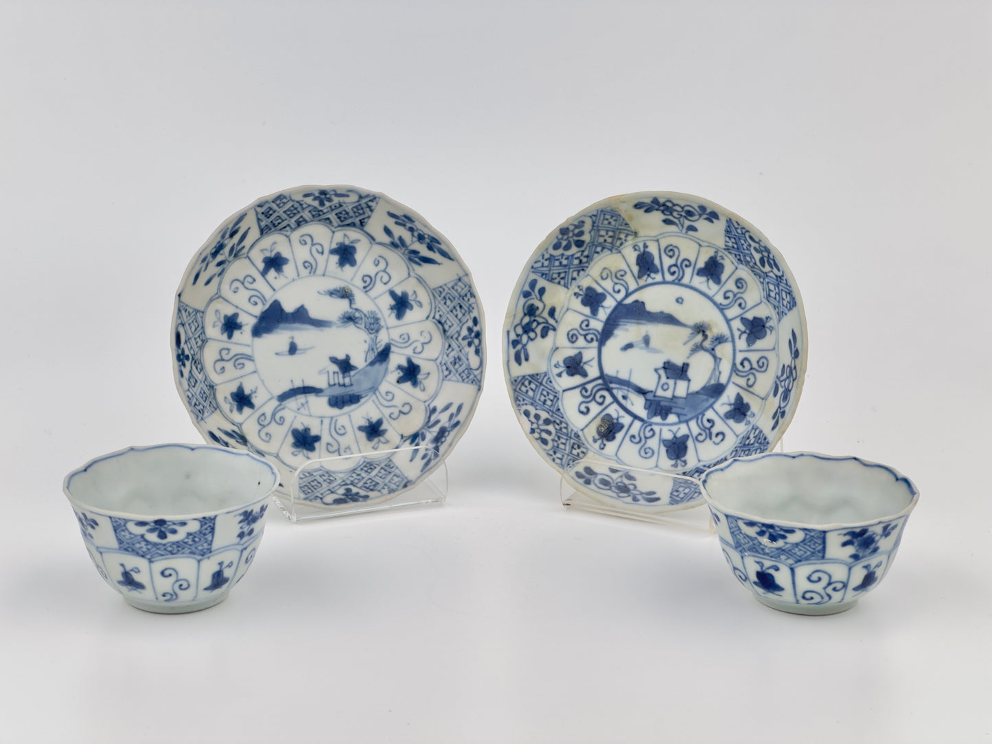 BLUE AND WHITE BOTANICAL PATTERN TEA SET C 1725, QING DYNASTY, YONGZHENG REIGN