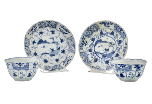 BLUE AND WHITE BOTANICAL PATTERN TEA SET C 1725, QING DYNASTY, YONGZHENG REIGN