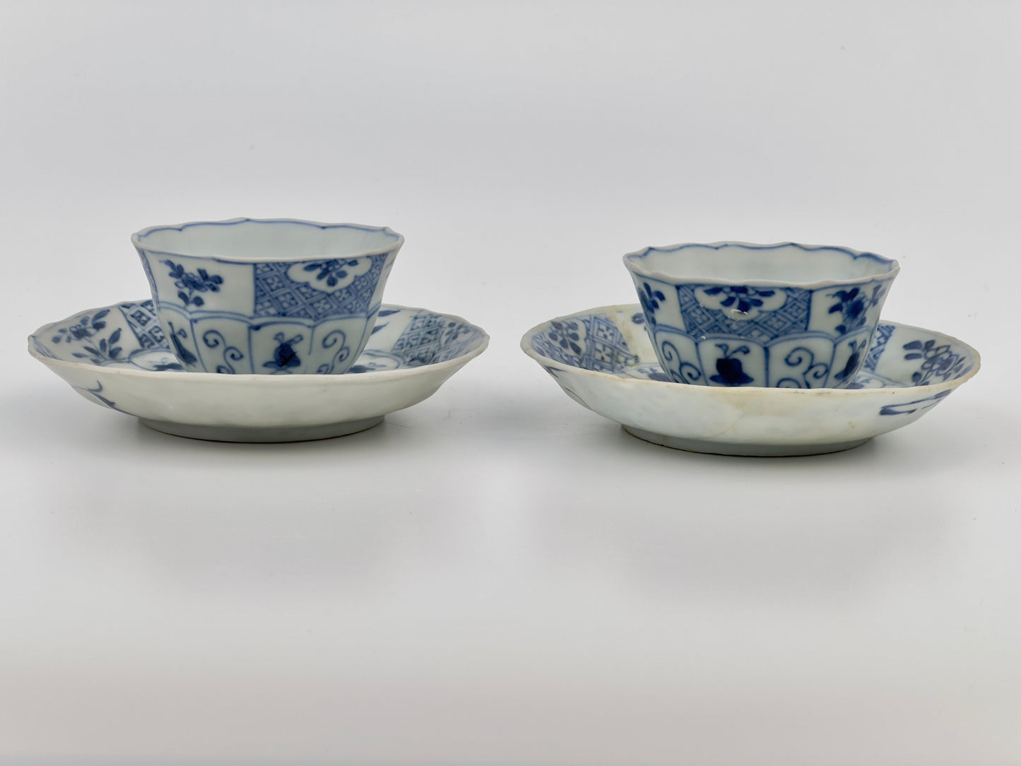 BLUE AND WHITE BOTANICAL PATTERN TEA SET C 1725, QING DYNASTY, YONGZHENG REIGN