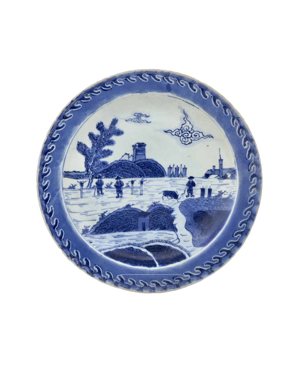 DESHIMA ISLAND PATTERN BLUE AND WHITE DISH CIRCA 1725, QING DYNASTY, YONGZHENG