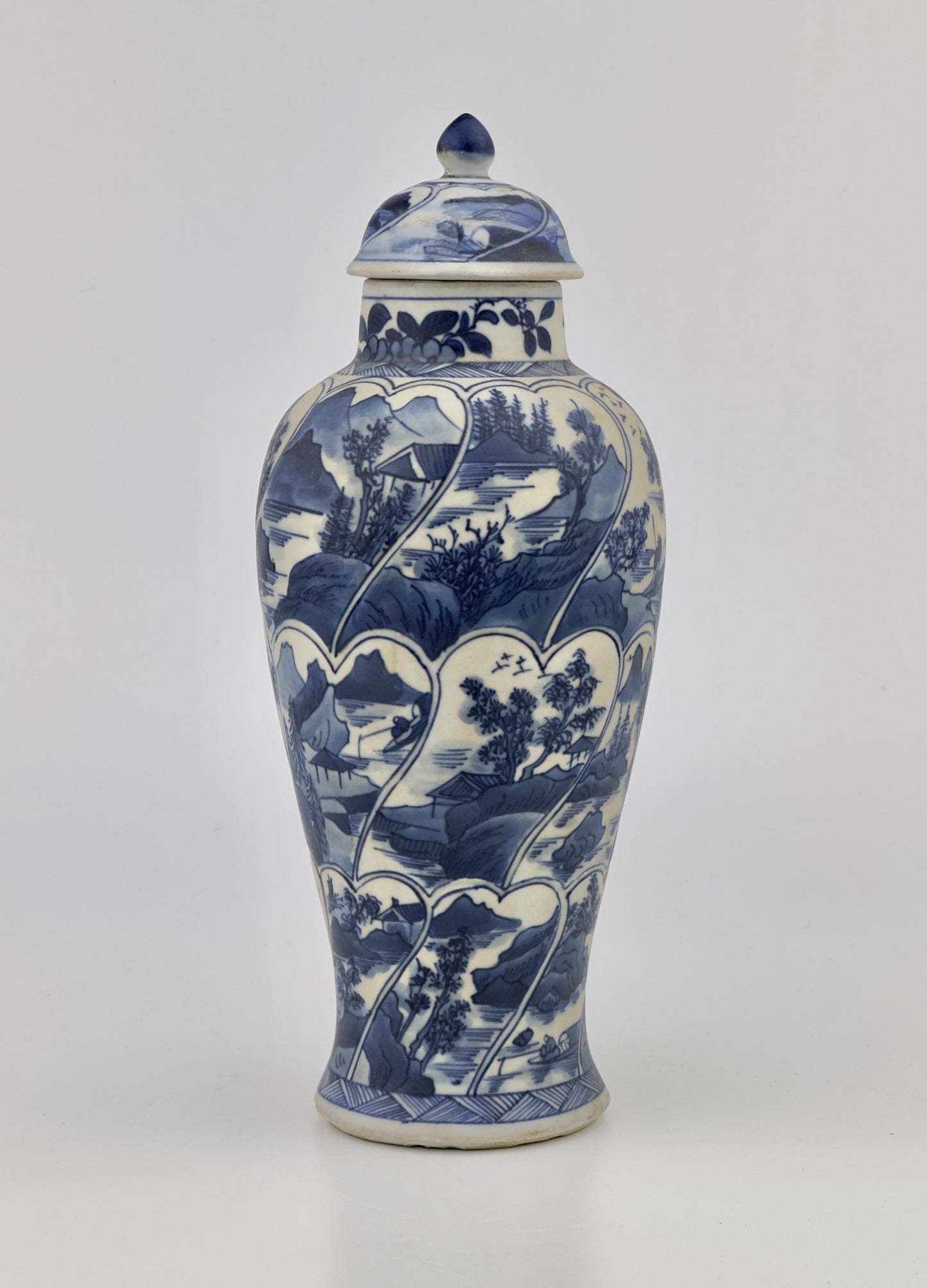 BALUSTER BLUE AND WHITE  VASE, QING DYNASTY, KANGXI ERA, CIRCA 1690