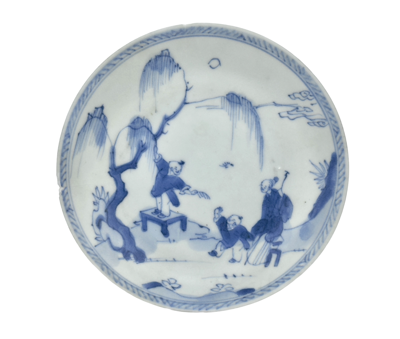 LEAF PASSING BLUE AND WHITE SAUCER CIRCA 1725, QING DYNASTY, YONGZHENG REIGN