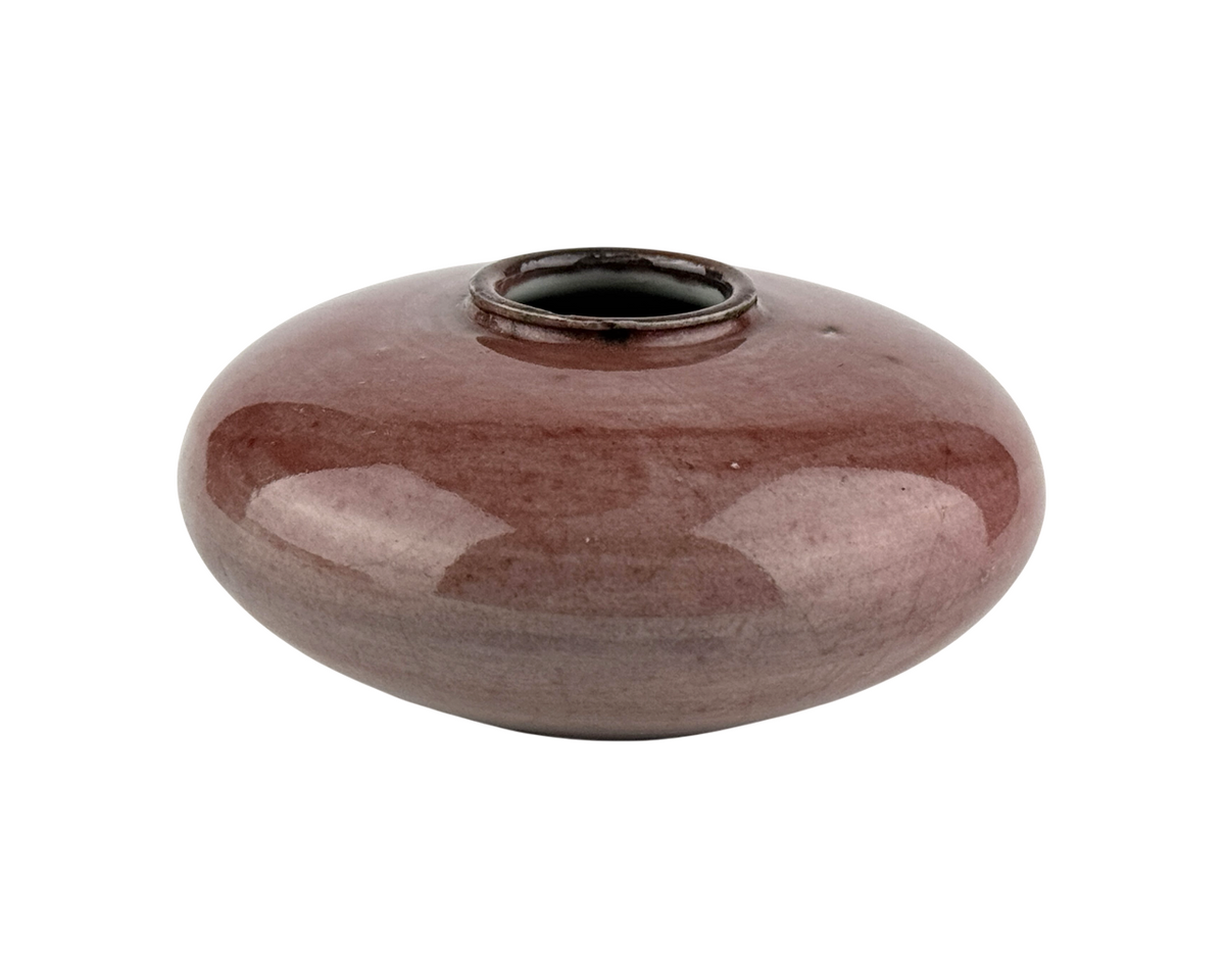 Qing Dynasty Langyao water coupe with rich crimson red copper glaze, rounded form, and lustrous finish, 18th–19th century.