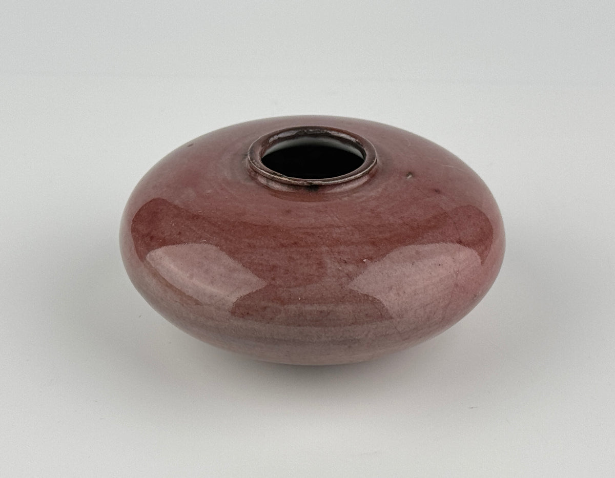 Qing Dynasty Langyao water coupe with rich crimson red copper glaze, rounded form, and lustrous finish, 18th–19th century.