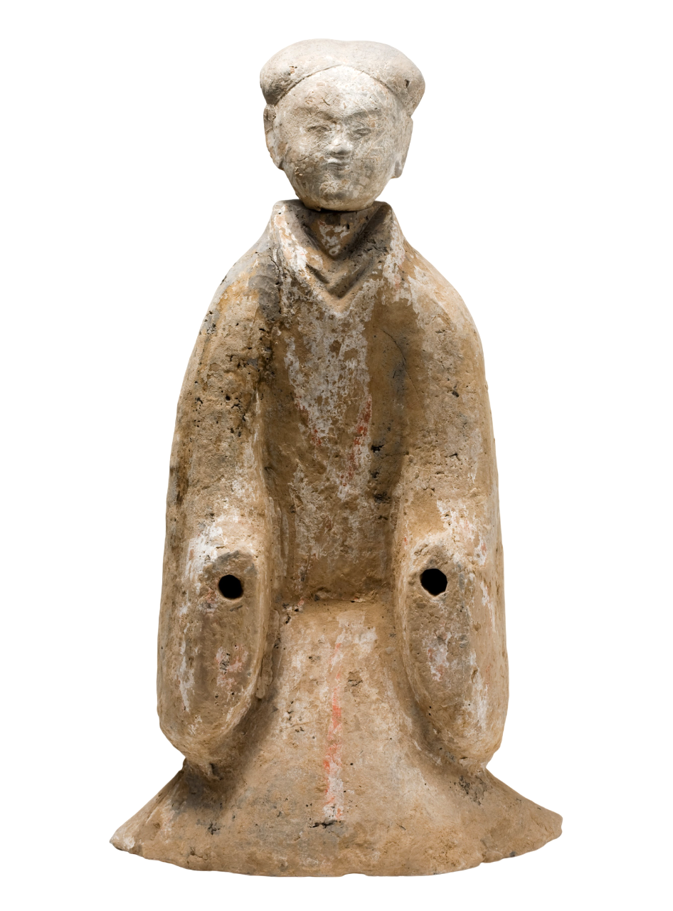 Large Pottery Standing Figure of Attendant, Han dynasty