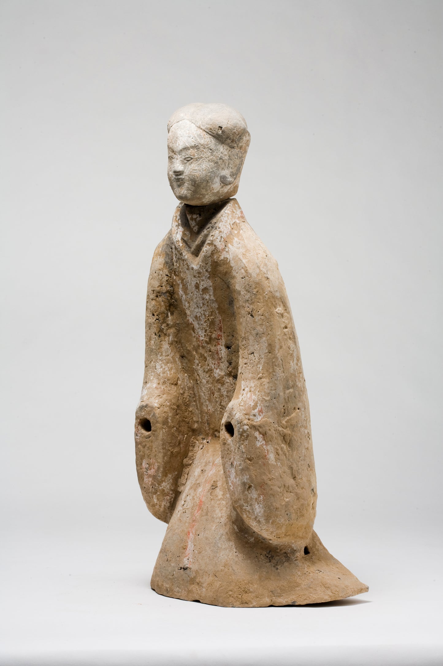 Large Pottery Standing Figure of Attendant, Han dynasty