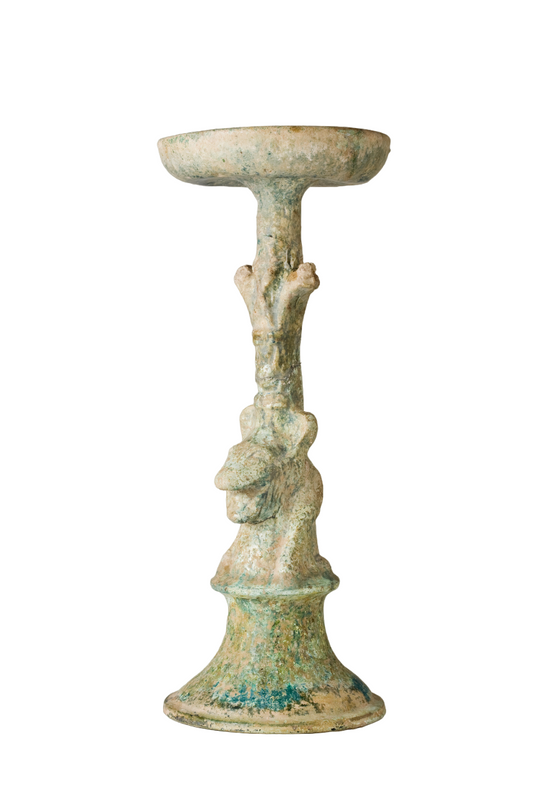 Green-glazed pottery lampstand, Han Dynasty