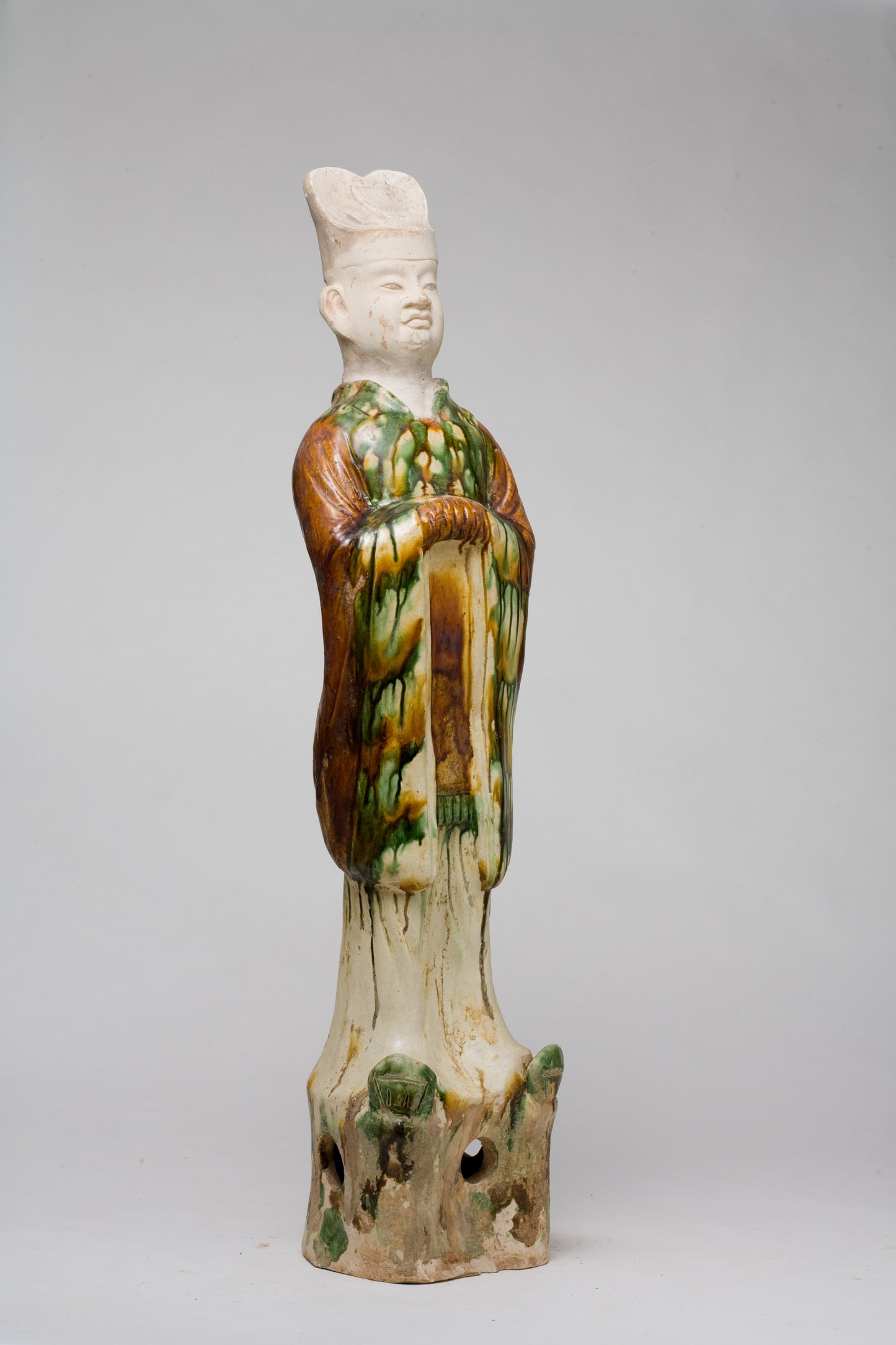 Large Sancai-Glazed Pottery Standing Official, Tang Dynasty