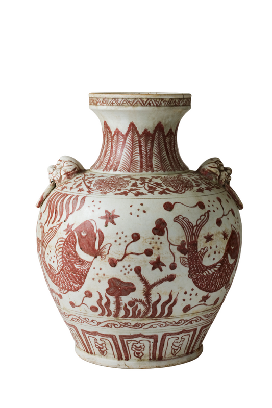 Large Ming Style Red-glazed Jar, Qing Dynasty