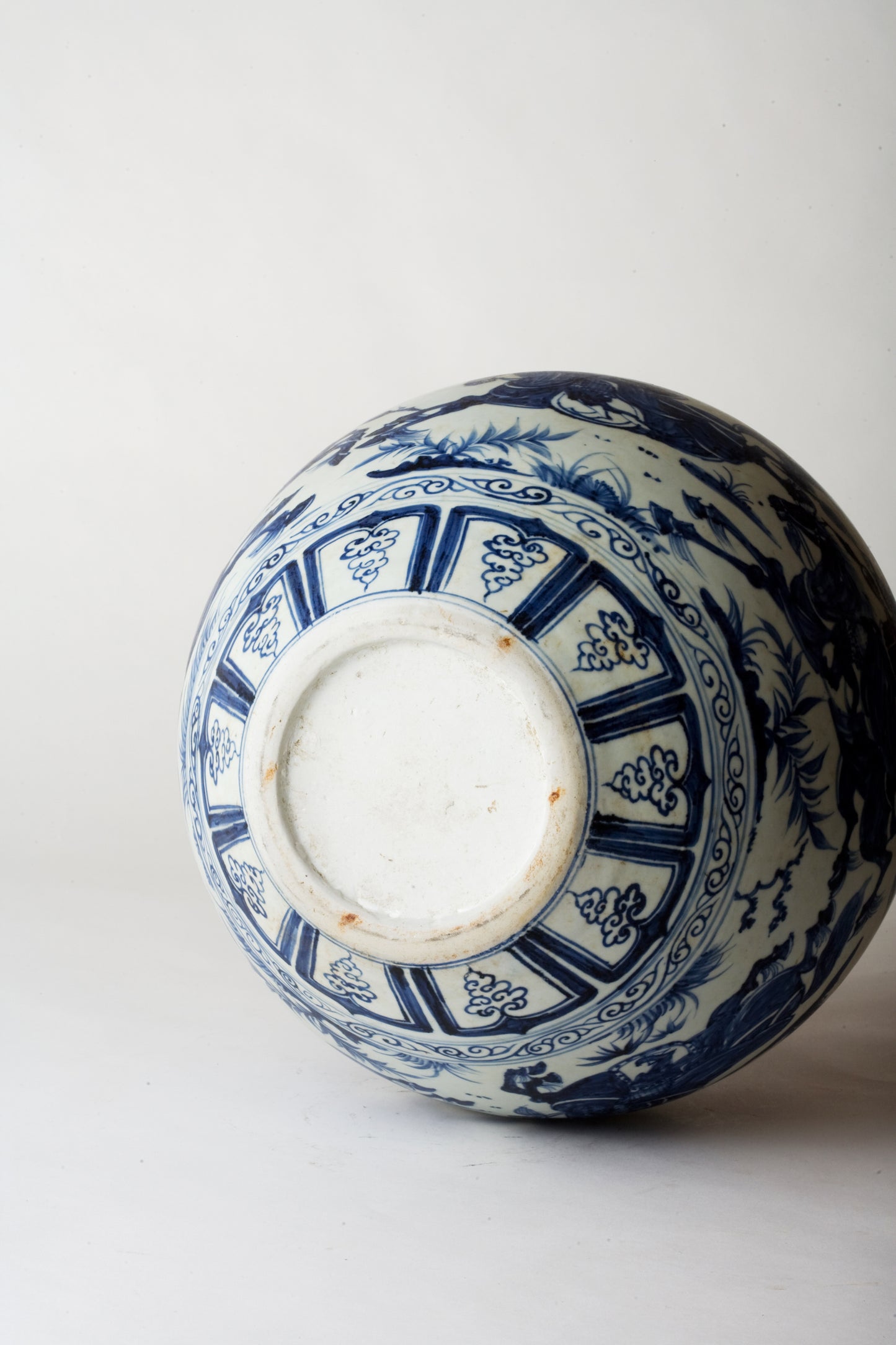 Rare Blue and White Jar with Cavalry Battle Scene, Qing Dynasty