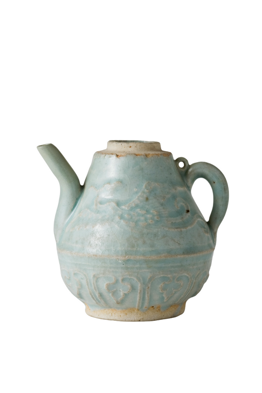 Qingbai ewer with slip decoration of two phoenix and lotus leaves, Yuan Dynasty, 14th century