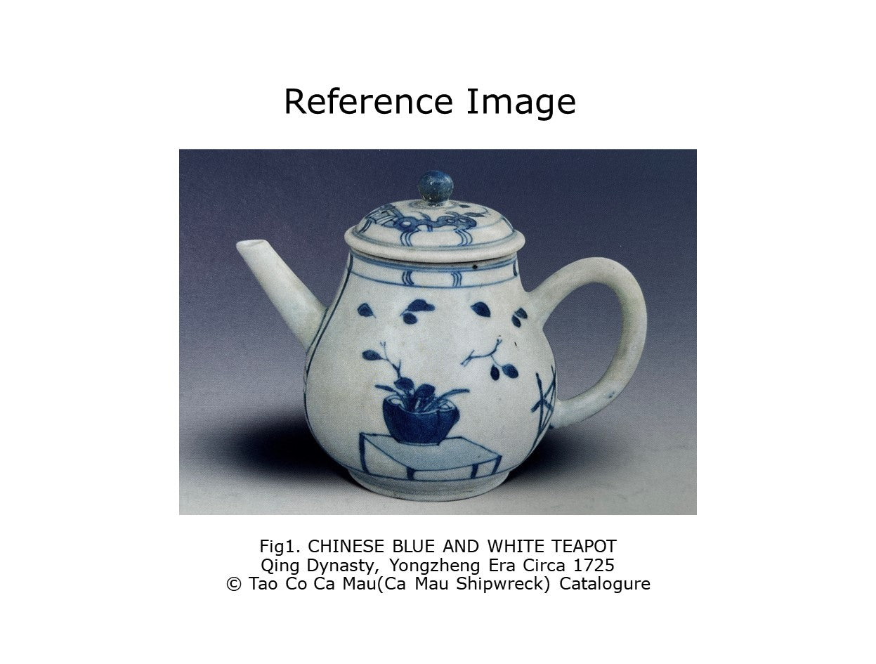 IMARI PAVILION PATTERN BLUE AND WHITE TEAPOT CIRCA 1725, QING DYNASTY, YONGZHENG REIGN