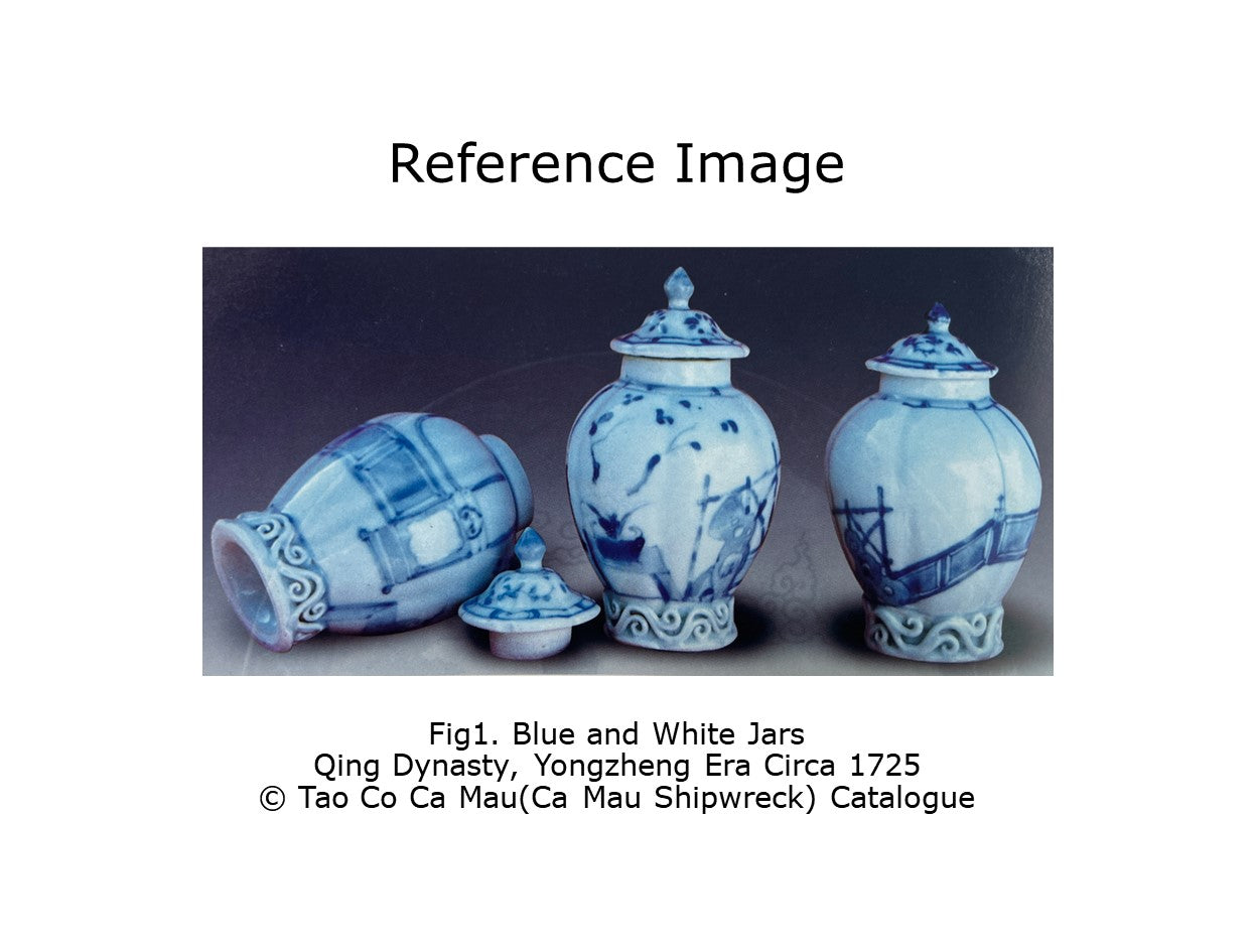 IMARI PAVILION PATTERN BLUE AND WHITE JAR CIRCA 1725, QING DYNASTY, YONGZHENG