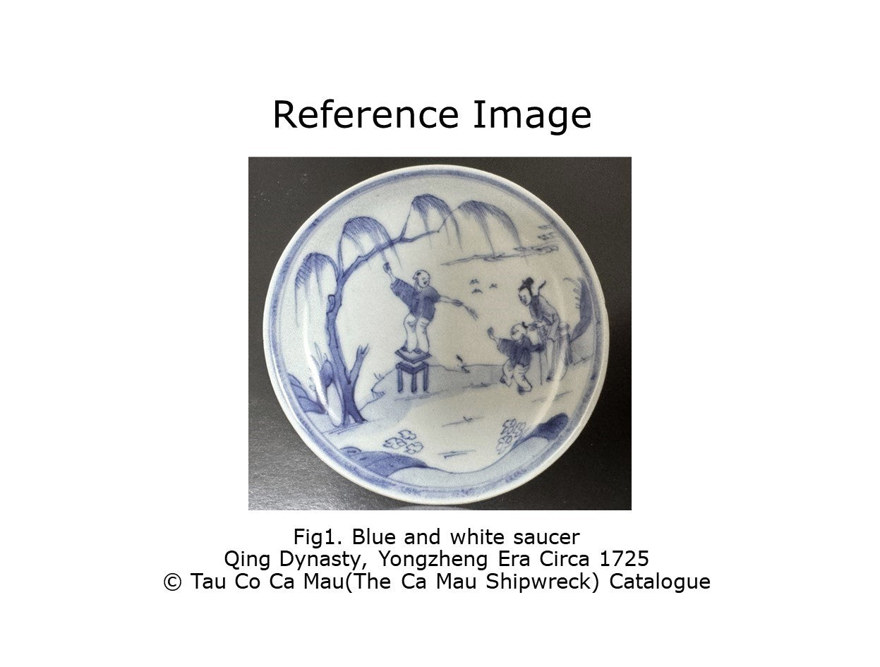 Fishing Scene Blue And White Saucer Circa 1725, Qing Dynasty, Yongzheng Reign