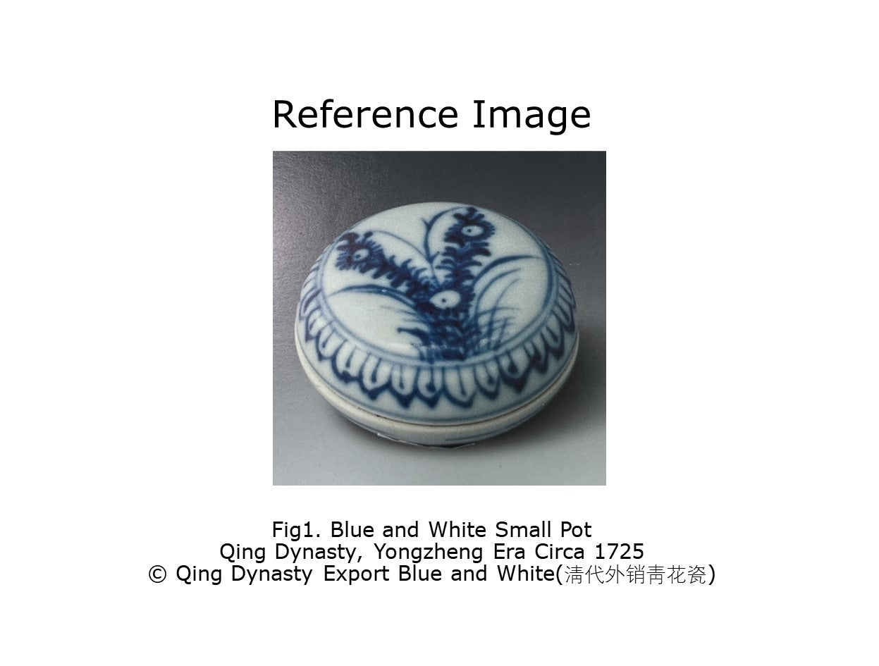 SMALL BLUE AND WHITE COSMETIC BOX AND COVER CIRCA 1725, QING DYNASTY, YONGZHENG REIGN