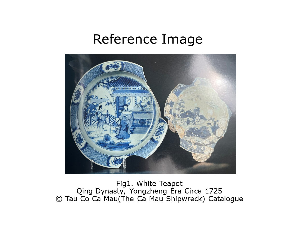 Rare Dish with Three Figures on a Terrace, C 1725, Qing Dynasty, Yongzheng Era